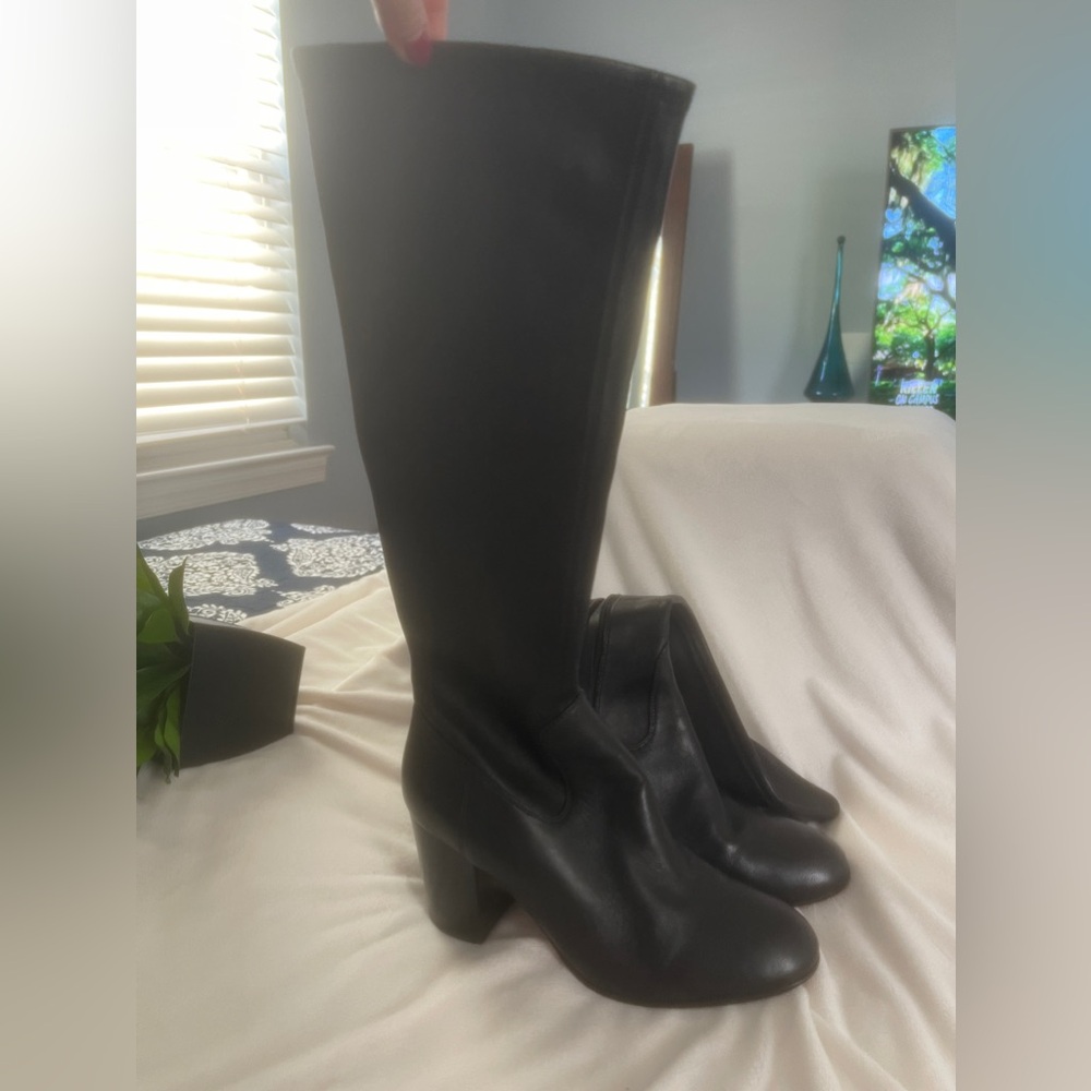 Coach Women’s Pull On Stretch Black Leather Boot